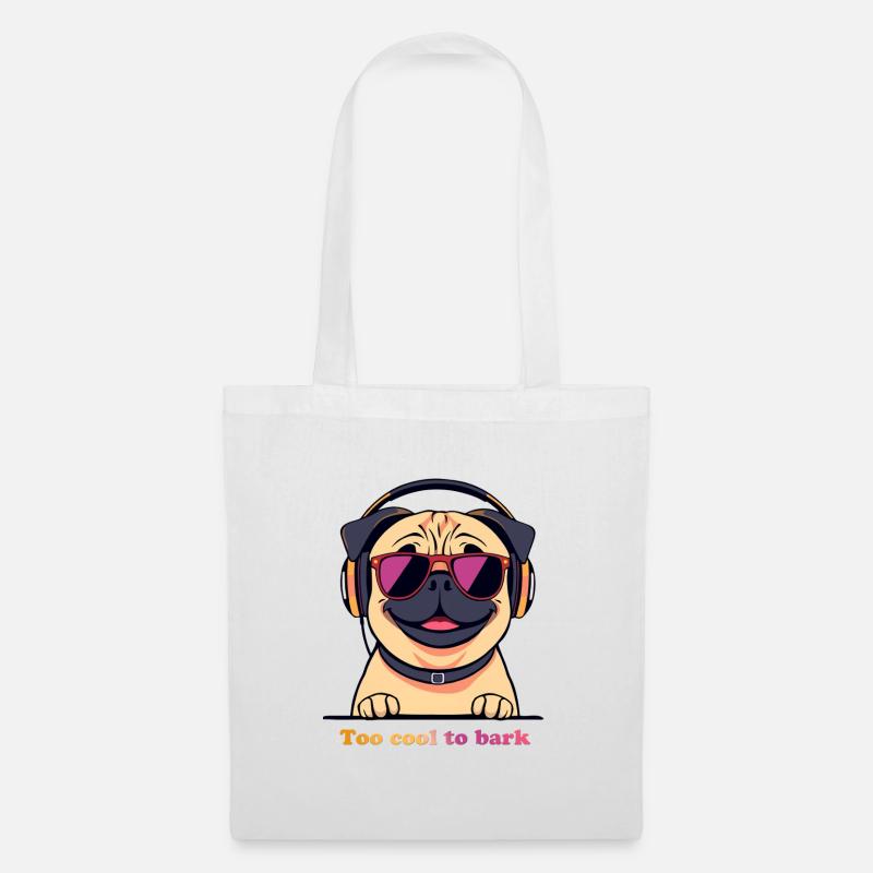 Mops-DJ: Zu cool zum Bellen - Stoffbeutel - Weiß
