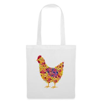 Fans de poulet - Coq - Coq - Poulet fleur - Bio - Sac en tissu - blanc - Devant