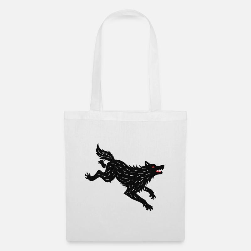 Schwarzer Wolf läuft - Stoffbeutel - Weiß