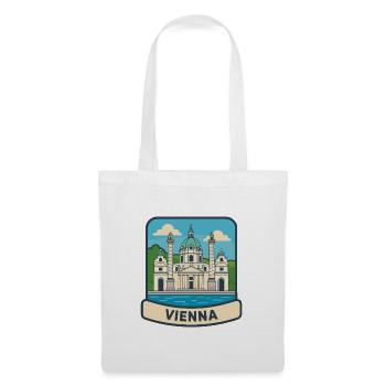 Wiener, Österreich Karlskirche Vintage Travel Emblem - Stoffbeutel - Weiß - Vorne