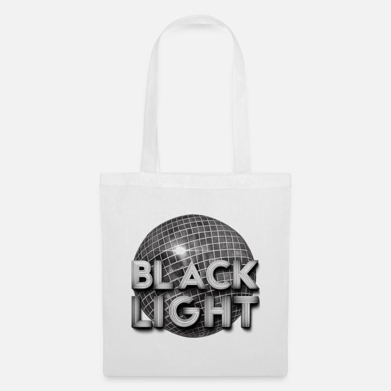 Black Light Discokugel Metallschrift - Stoffbeutel - Weiß