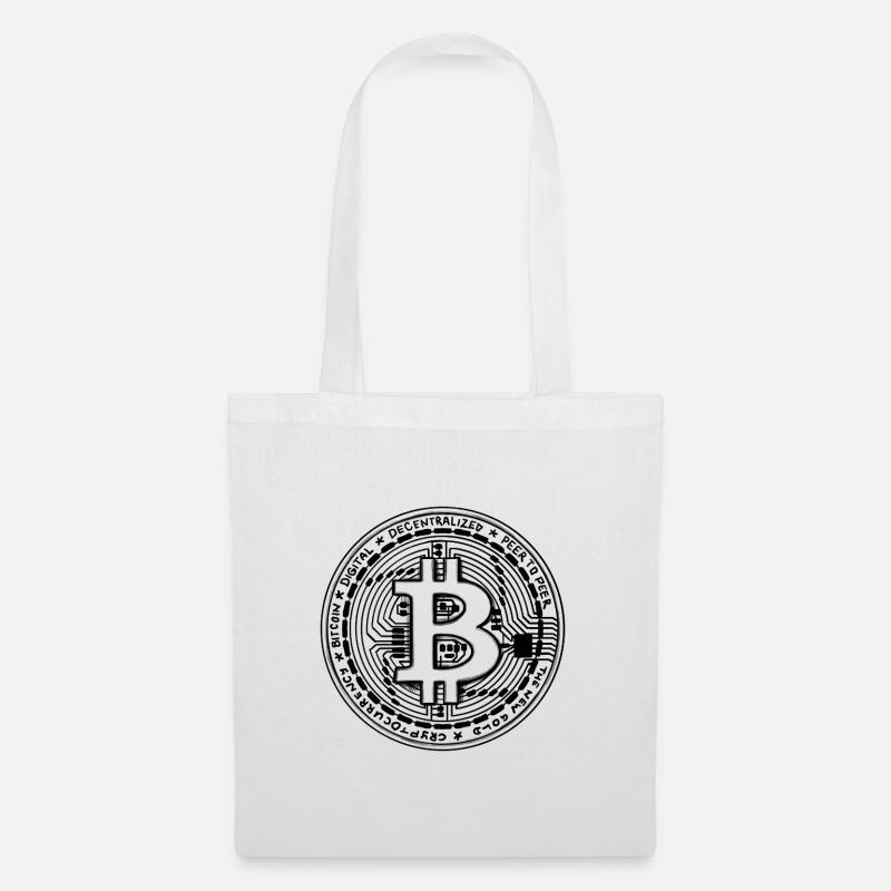Bitcoin Münze – Krypto Symbol - Illustration - Stoffbeutel - Weiß