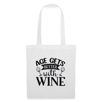 Age Gets Better with Wine – Lustiges Weindesign - Stoffbeutel - Weiß - Vorne