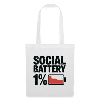 Social Battery 1% Grafik-T-Shirt - Stoffbeutel - Weiß - Vorne