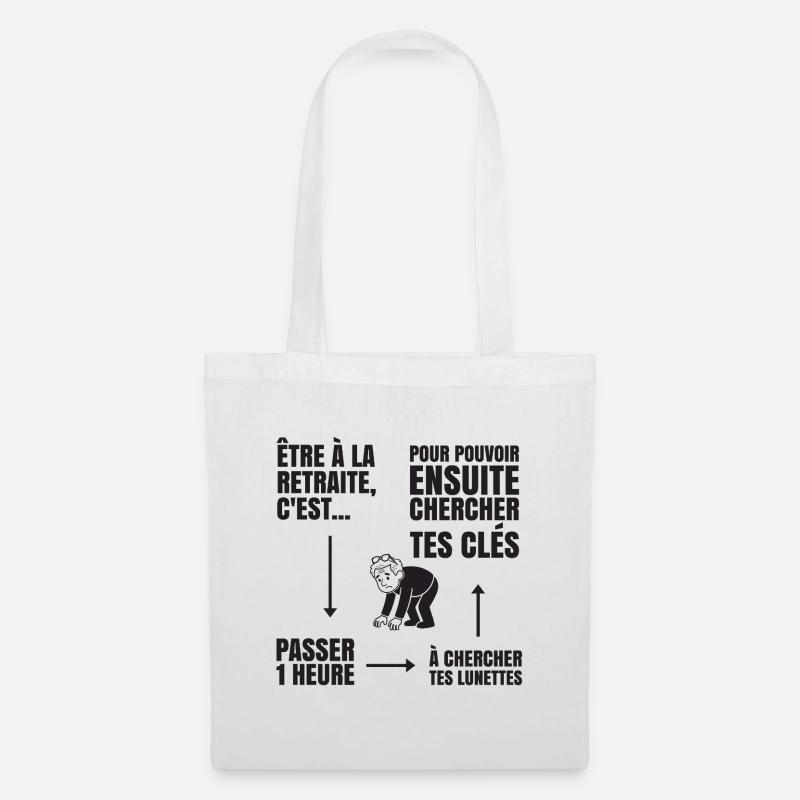 Retired With or Without Glasses (black text) - Tote Bag - white
