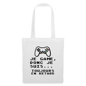 Humour gamer - Je game toujours en retard  - Sac en tissu - blanc - Devant