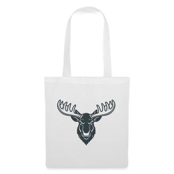 Minimalistisches Elchlogo Maskottchen Nordic - Stoffbeutel - Weiß - Vorne