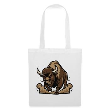 Wild Bison Charge Mascot Buffalo - Tote Bag - white - Front