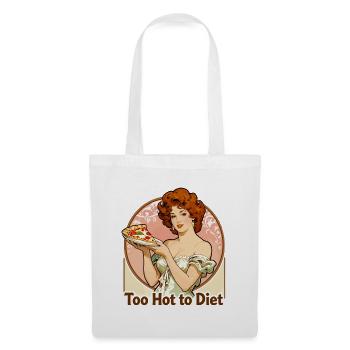 Pin-up Art nouveau : Femme élégante dégustant une pizza - Sac en tissu - blanc - Devant