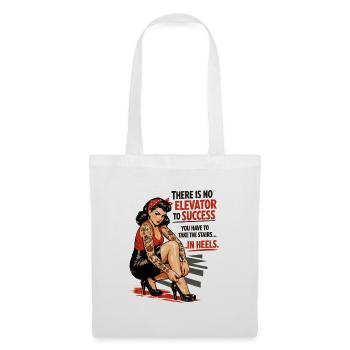 Pin-Up Retro Print: Success in Heels & Tattoos - Stoffbeutel - Weiß - Vorne