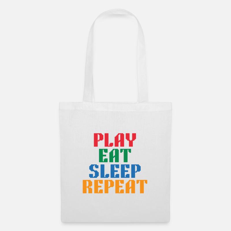 Play Eat Sleep Repeat Pixel - Stoffbeutel - Weiß