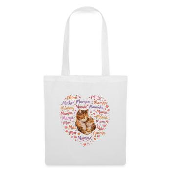 Cœur de maman de chats – Chat cadeau pour la fête des mères - Sac en tissu - blanc - Devant