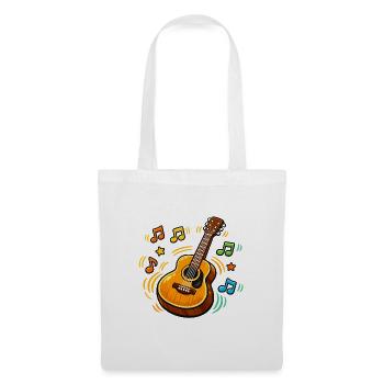 Bunte Gitarre mit Musiknoten - Stoffbeutel - Weiß - Vorne