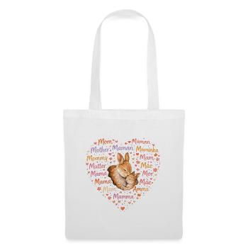 Cœur de maman lapin – cadeau pour la fête des mères - Sac en tissu - blanc - Devant