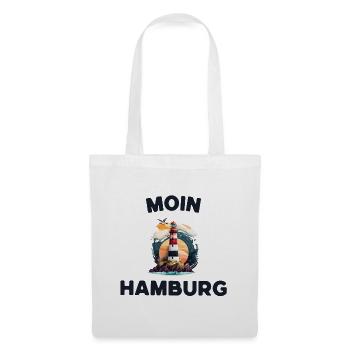 Moin Hamburg Leuchtturm Motiv - Stoffbeutel - Weiß - Vorne