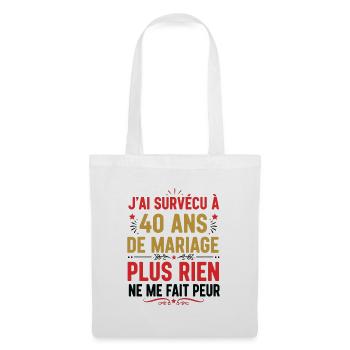 40 Ans De Mariage Cadeau Mari 40e Anniversaire  - Sac en tissu - blanc - Devant
