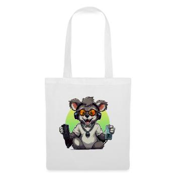 Gamer Koala mit Headset - Stoffbeutel - Weiß - Vorne