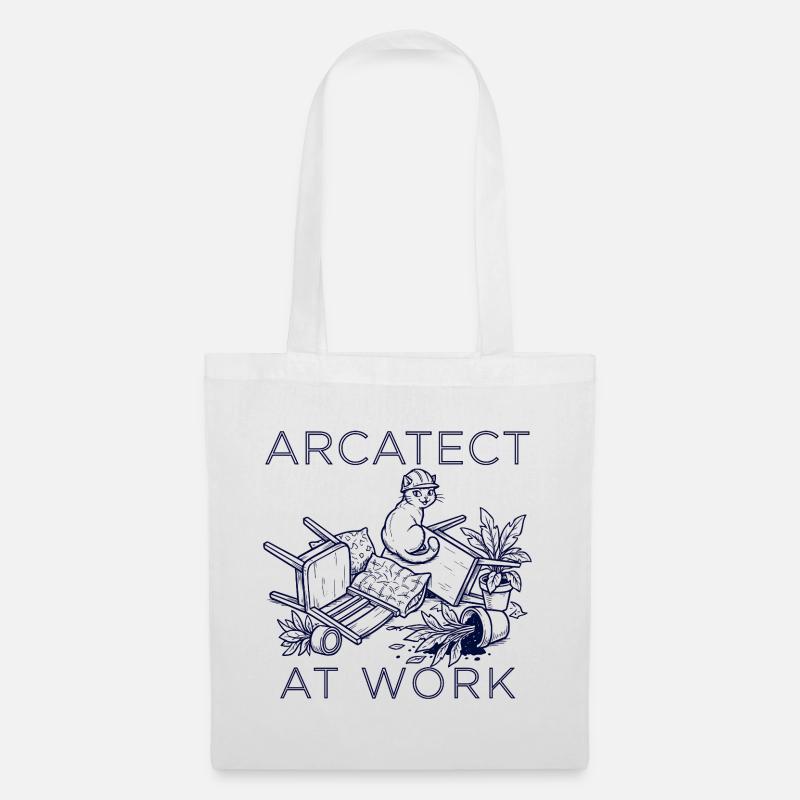 Worker's cat at work - Tote Bag - white