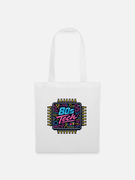 80er Tech Neon Chip - Stoffbeutel - Weiß