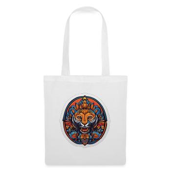 Tiger Bunte Mandala - Stoffbeutel - Weiß - Vorne