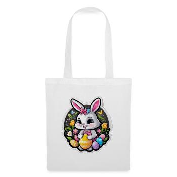 Frühlingskaninchen und bunte Eier - Stoffbeutel - Weiß - Vorne