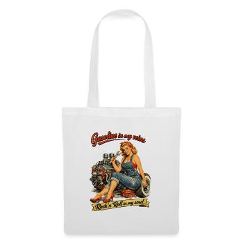 Retro Pin-up Hot Rod: Gasoline & Rock n Roll Soul - Stoffbeutel - Weiß - Vorne