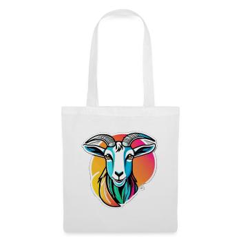 Chèvre arc en ciel colorée - Sac en tissu - blanc - Devant