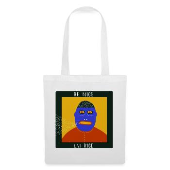 Be Nice Eat Rice : graphique d’art populaire surréaliste et excentrique - Sac en tissu - blanc - Devant