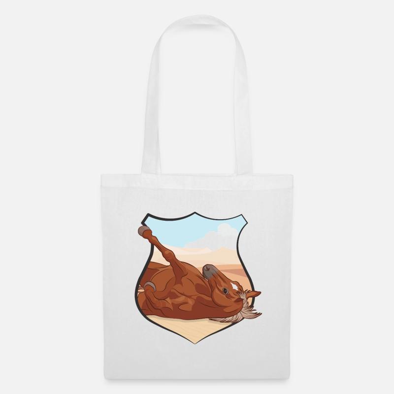 Ein Pferd auf seinem Rücken, ein Wappen und eine Wüste - Stoffbeutel - Weiß
