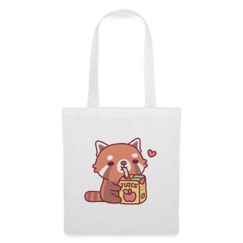 Cute Red Panda Loves Apple Juice - Tote Bag - white - Front