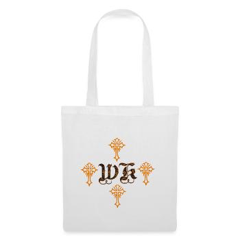 Ornement en croix gothique orange avec initiales - Sac en tissu - blanc - Devant
