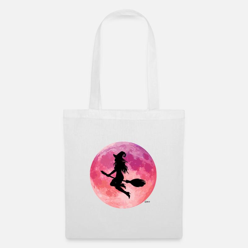 Rosa Mond Nachtflug-Silhouette - Stoffbeutel - Weiß