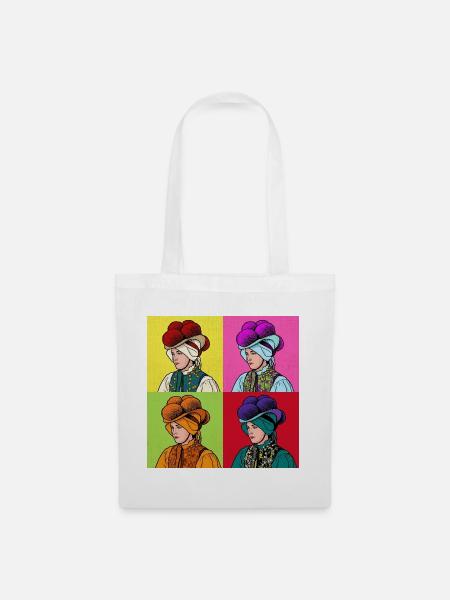 Schwarzwaldmädel Pop Art – Tradition trifft Modern - Stoffbeutel - Weiß