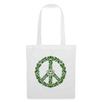 Peace Zeichen Blumen Floral Boho Style - Stoffbeutel - Weiß - Vorne