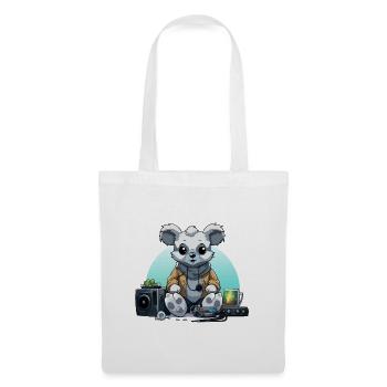 Panda DJ im Hoodie – Studio Vibes - Stoffbeutel - Weiß - Vorne