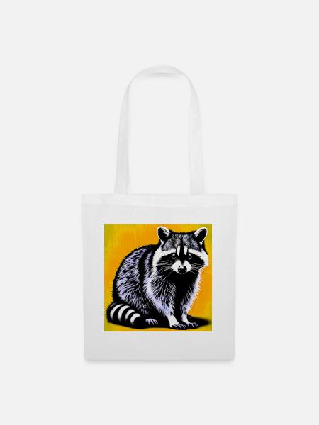Waschbär - Stoffbeutel - Weiß