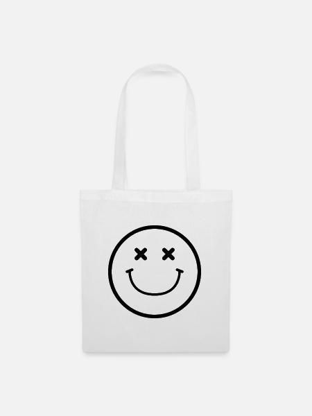 Smiley-Gesicht - Stoffbeutel - Weiß