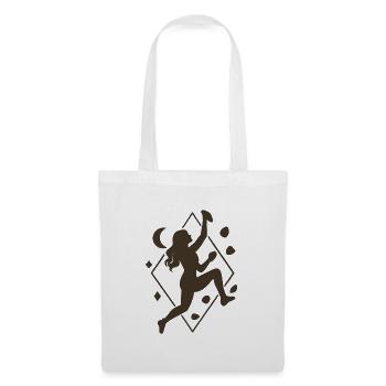 Femme boulderiste bohème : silhouette géométrique d’escalade - Sac en tissu - blanc - Devant
