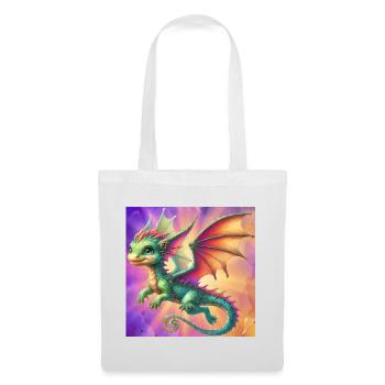 Drache - Stoffbeutel - Weiß - Vorne