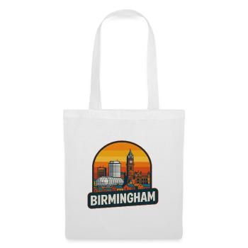 Vintage Birmingham Skyline Retro Sonnenuntergangsdesign - Stoffbeutel - Weiß - Vorne