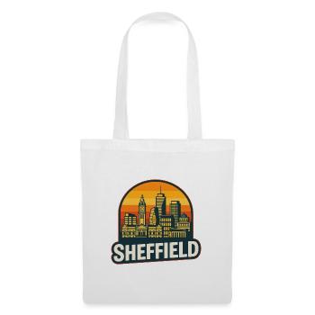 Sheffield Steel City Skyline Retro Sonnenuntergangskunst - Stoffbeutel - Weiß - Vorne