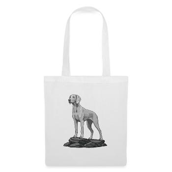 Chien Braque de Weimar sur Rocher Portrait - Sac en tissu - blanc - Devant