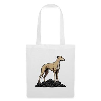 Windhund auf Felsen Porträt Sandwindhund - Stoffbeutel - Weiß - Vorne