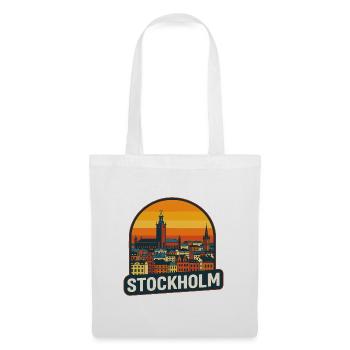 Stockholm, Schweden Retro-Sonnenuntergangs-Skyline-Design - Stoffbeutel - Weiß - Vorne