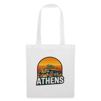 Athens Skyline Retro Sunset Parthenon Art - Tote Bag - white - Front