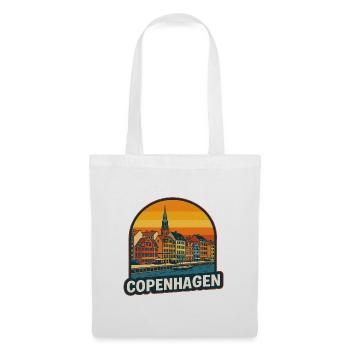 Skyline rétro de Copenhague Nyhavn Art - Sac en tissu - blanc - Devant