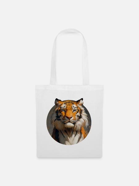Tiger-Design - Stoffbeutel - Weiß