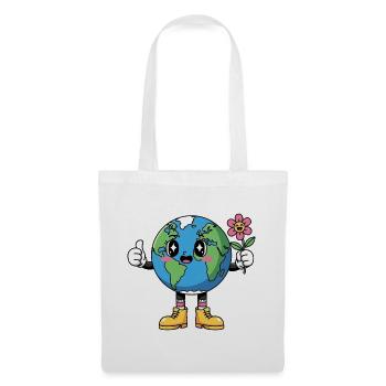 Smiling Planet Earth T-shirt Gifts - Tote Bag - white - Front