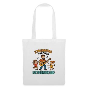 Strumming Through Fatherhood Guitar Dad Shirt - Tote Bag - white - Front