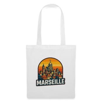 Marseille France Retro Sunset Skyline Art - Tote Bag - white - Front